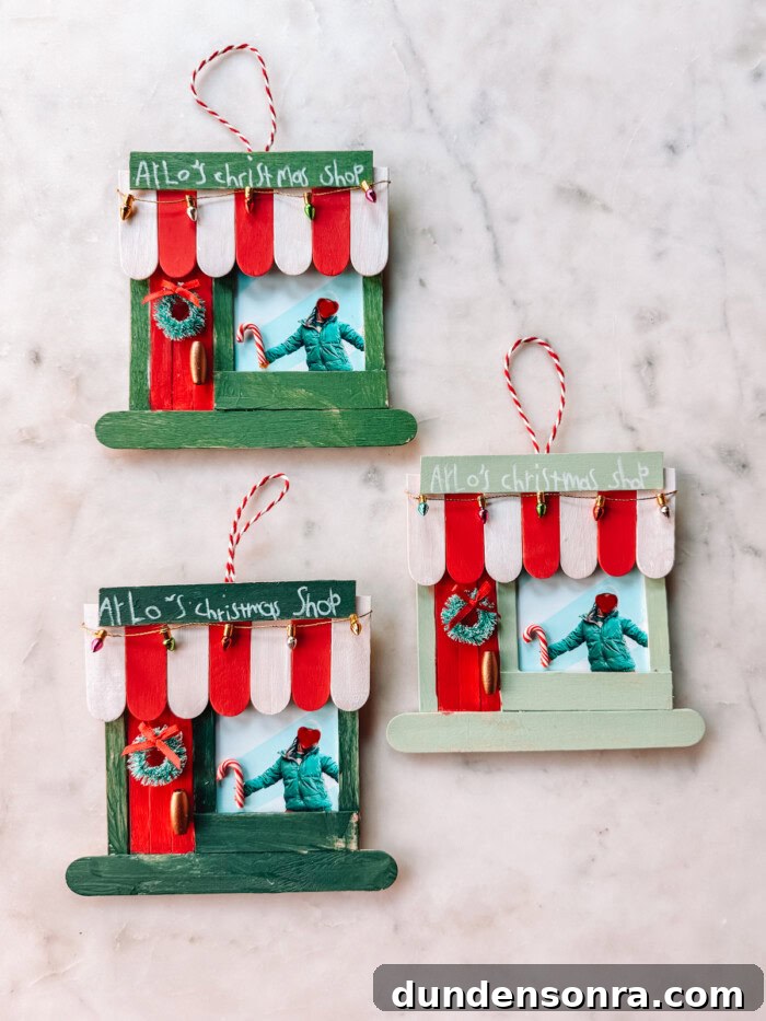 DIY Popsicle Stick Storefront Ornaments: Charming Mini Shop Decor 16 Popsicle Stick Storefront Ornaments on Marble