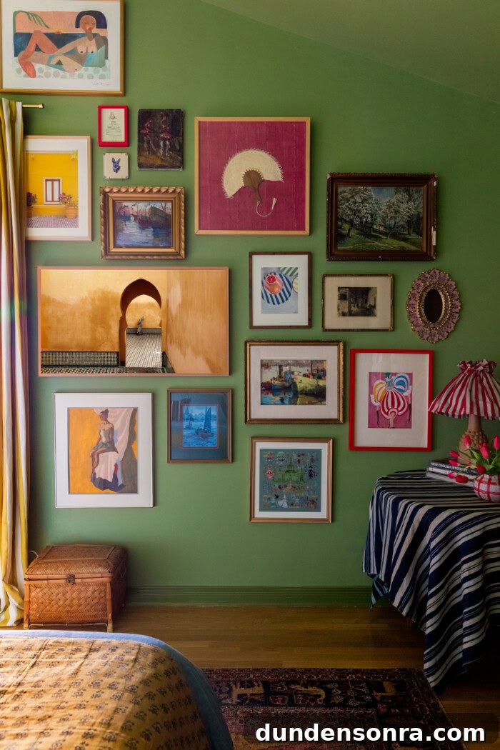 Gallery Wall on green paint