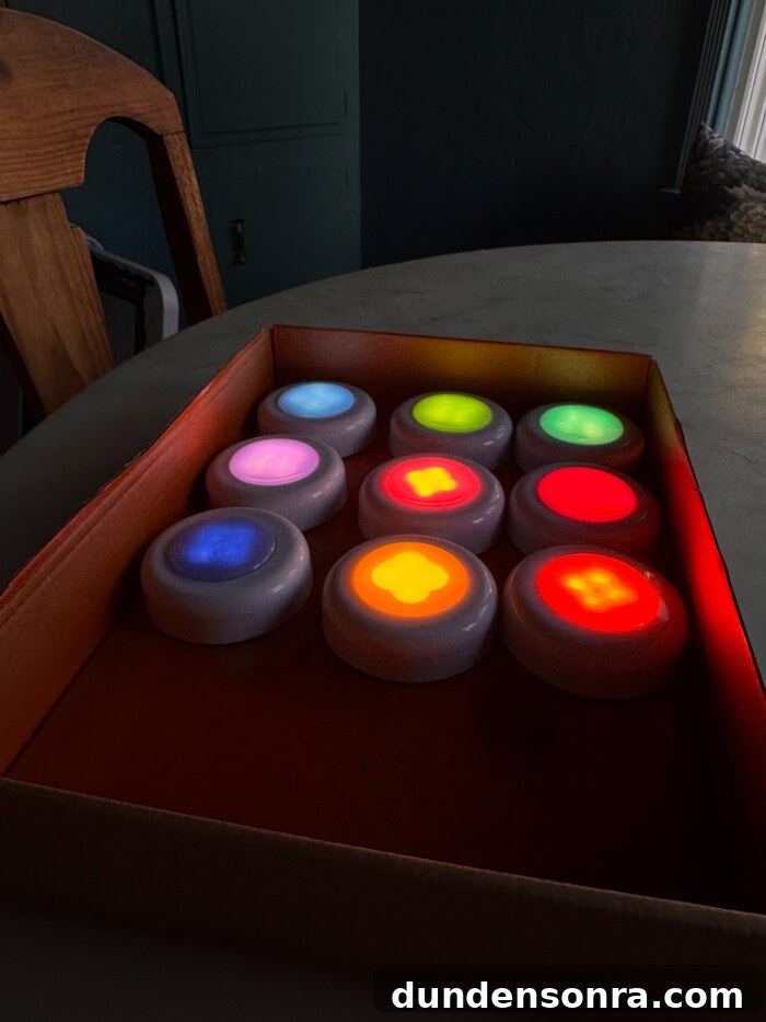 Inside Out Trunk-or-Treat Costume and Decoration Ideas 18 lit up puck lights different colors