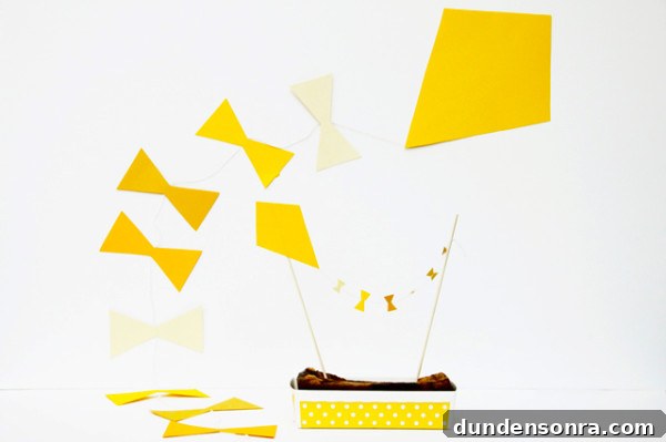 DIY Yellow Kite Garland and Cake Topper