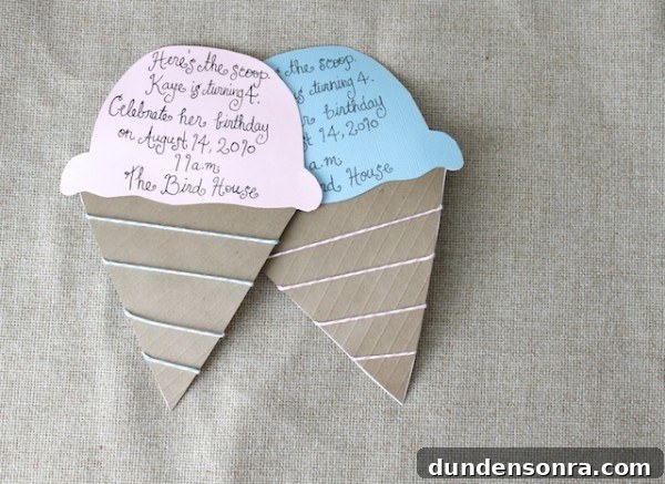 Ice Cream Cone Invitations