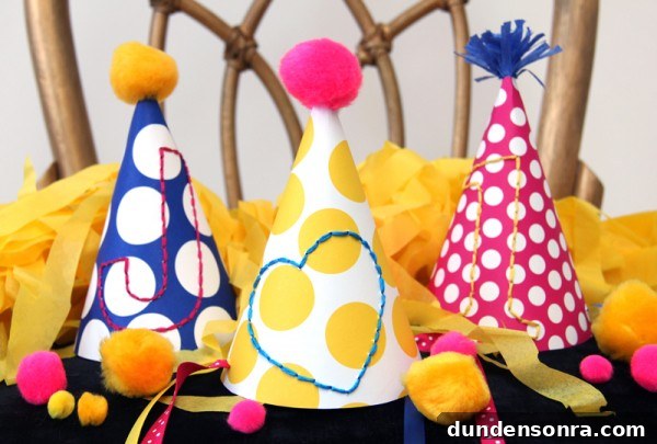 DIY Embroidered Party Hats DIY Embroidered Party Hats