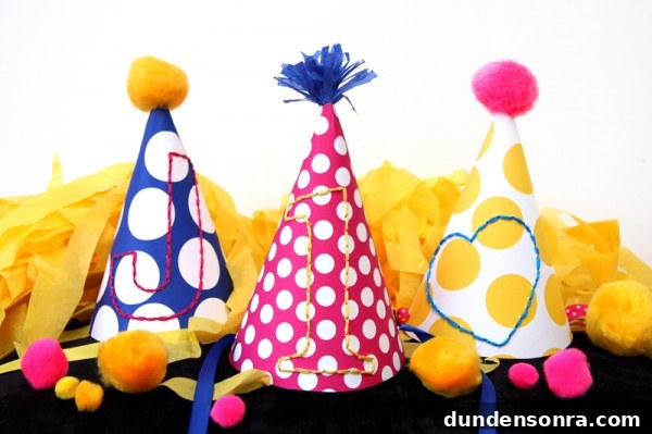 DIY Embroidered Party Hats Tutorial DIY Embroidered Party Hats Tutorial
