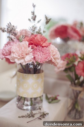 Simple Pink Carnation Centerpieces