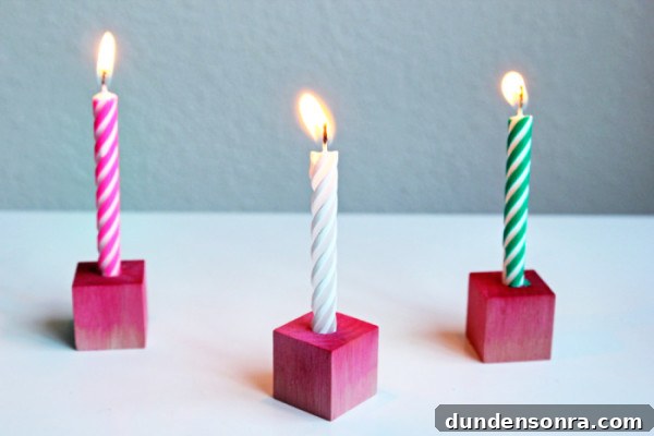 DIY Wooden Block Birthday Candleholder