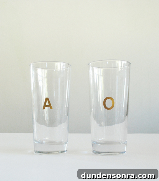 DIY Gilded Monogram Glasses