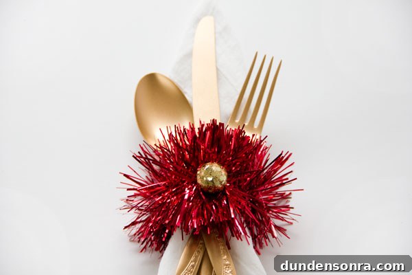 DIY Tinsel Napkin Rings