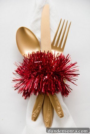 DIY Tinsel Napkin Rings