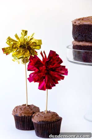 DIY Fringe Mylar Cupcake Toppers