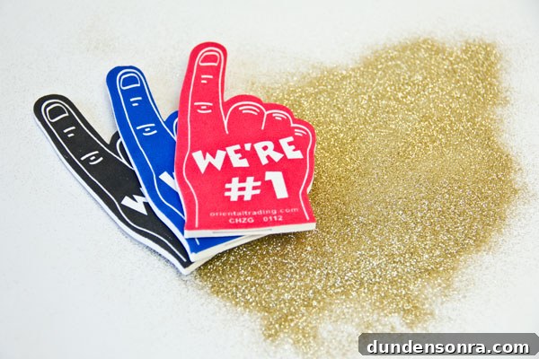 Make Glitter Foam Fingers: DIY Craft Tutorial for Cheer Props 3 Super Bowl Party DIY