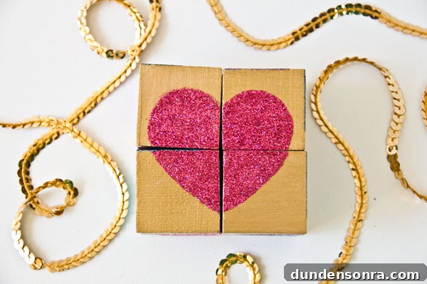 Glitter Block Puzzle Valentines: DIY Step-by-Step Craft Guide 2 DIY Glitter Block Puzzle Valentines