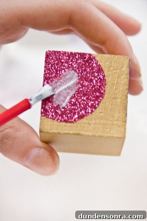 DIY Glitter Heart Block Valentines